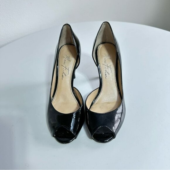 Marc Fisher Patent Leather Peep Toe Pump Heels - Picture 1 of 7